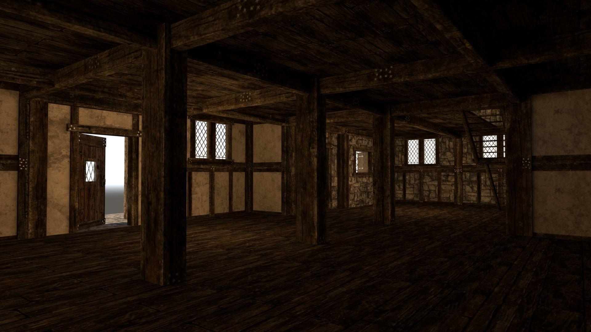 Medieval City House 06 Low-poly 3D model_6