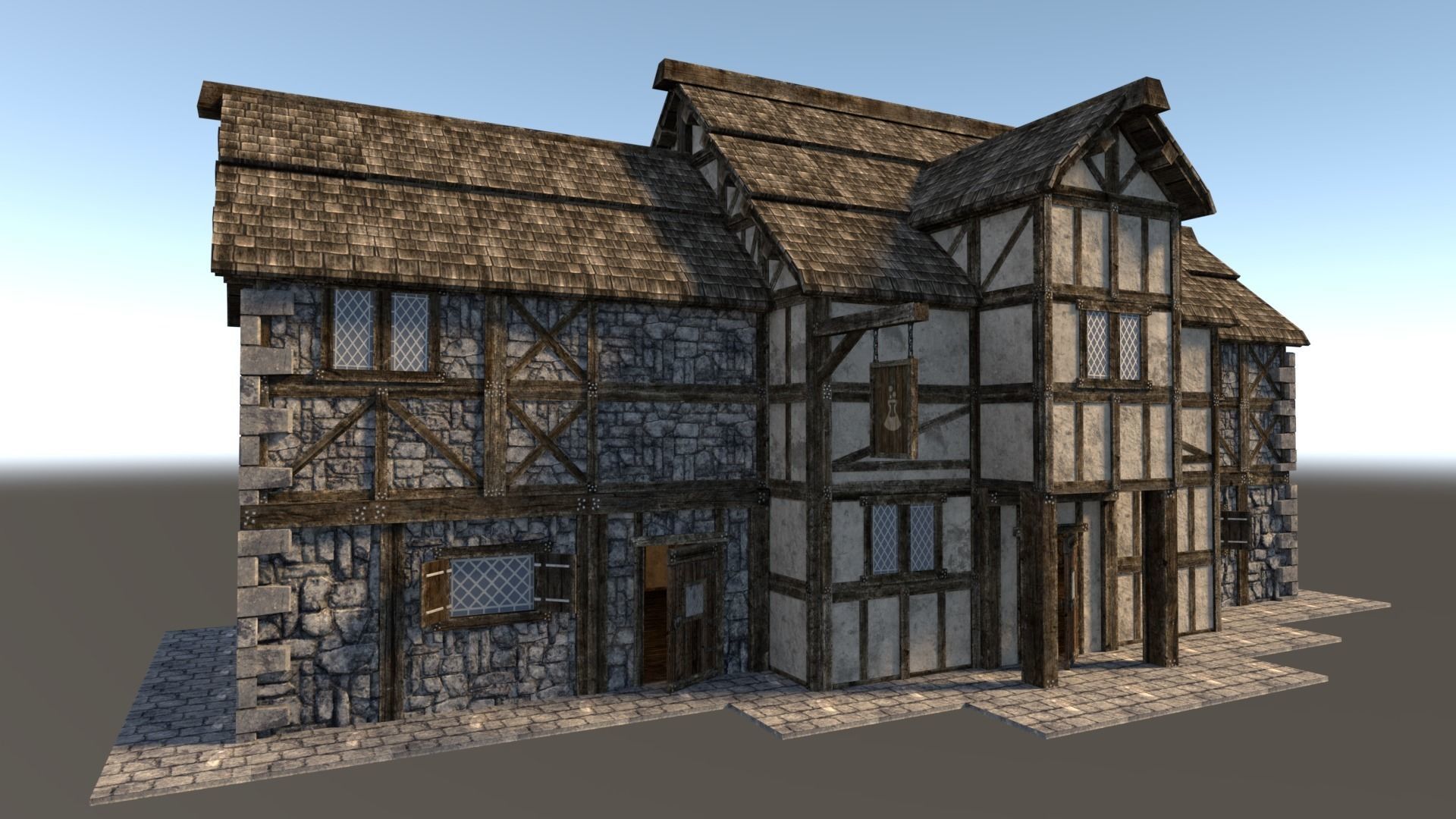 Medieval City House 06 Low-poly 3D model_0