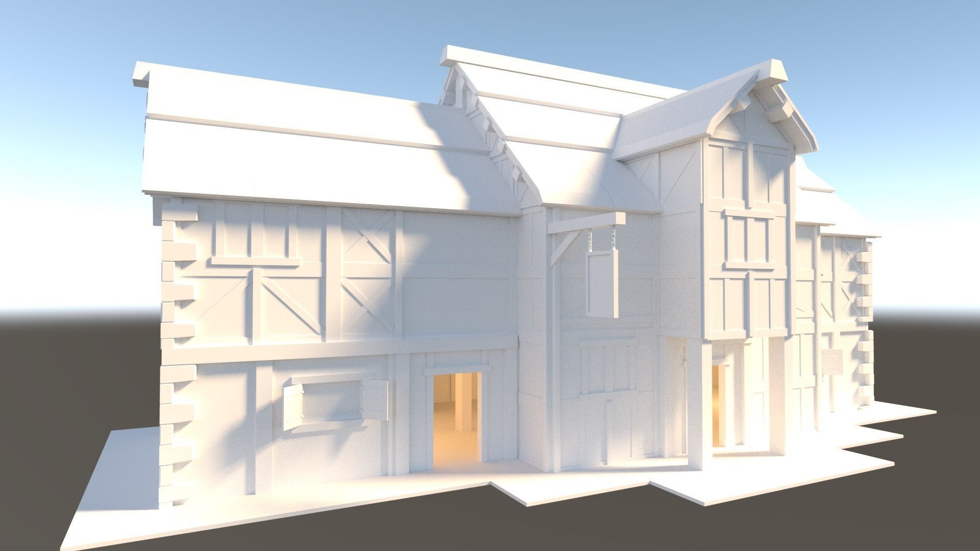 Medieval City House 06 Low-poly 3D model_8