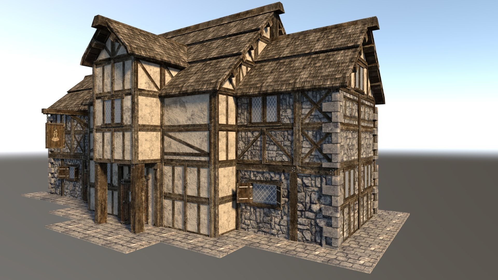 Medieval City House 06 Low-poly 3D model_1