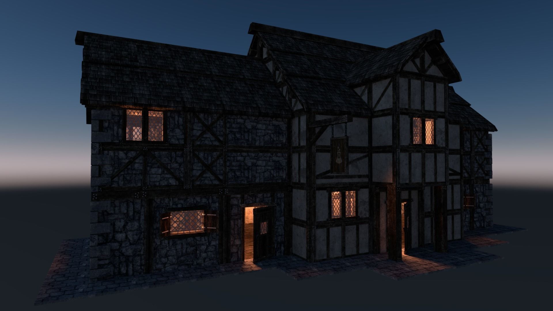 Medieval City House 06 Low-poly 3D model_4