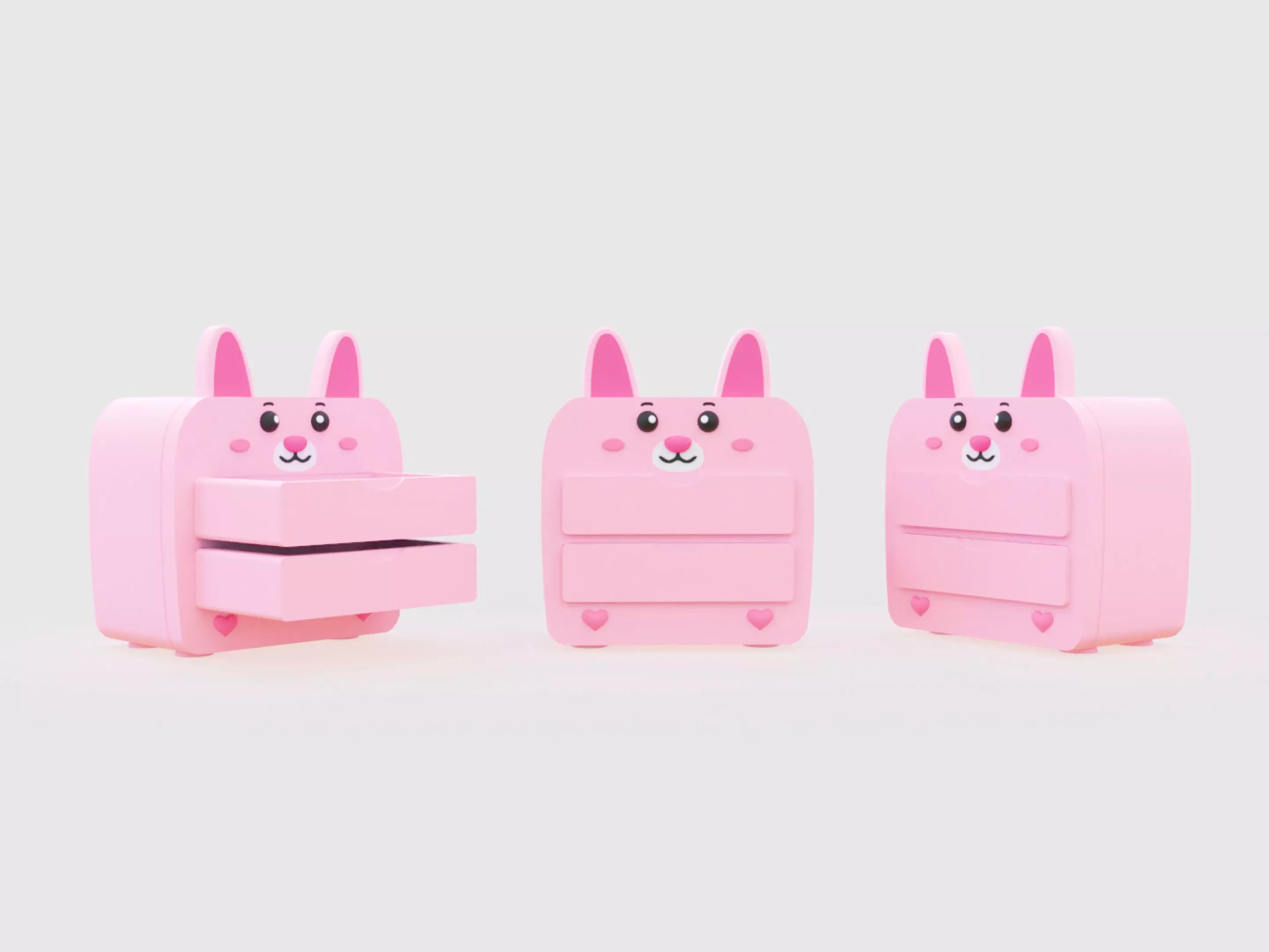 Cartoon Rabbit Storage Dresser Low-poly 3D model