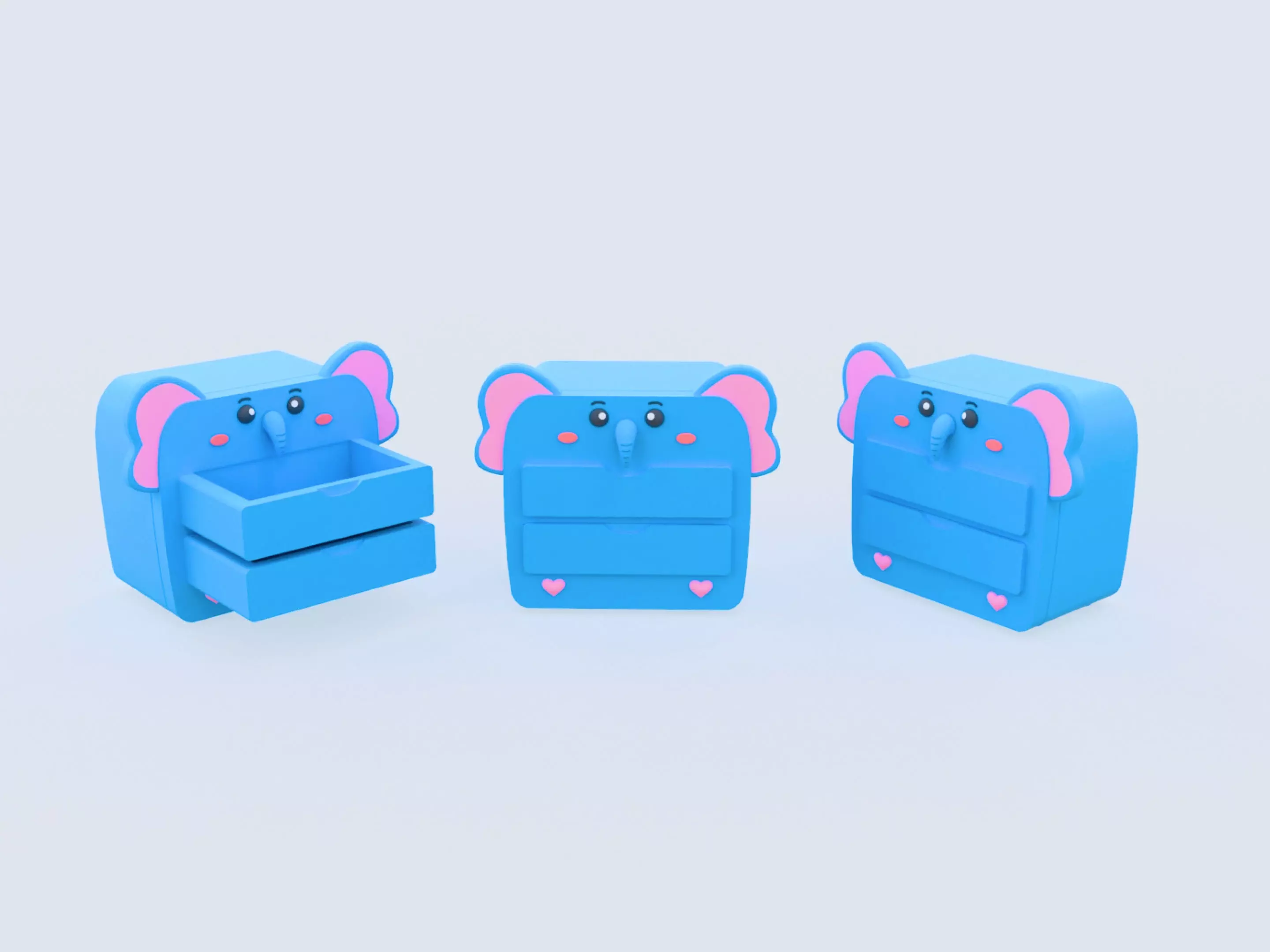 Cartoon Elephant Storage Dresser Low-poly 3D model