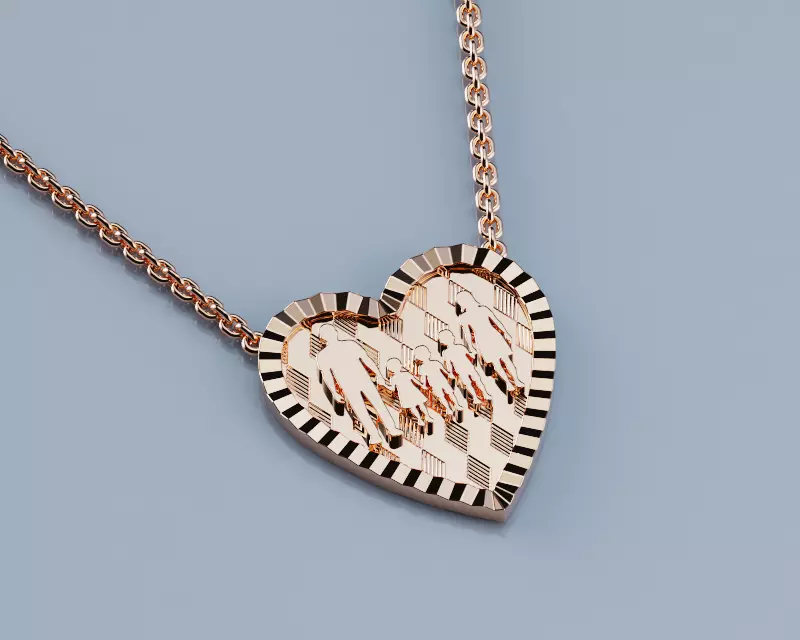 Pendant Necklace Heart Family Style 3D print model