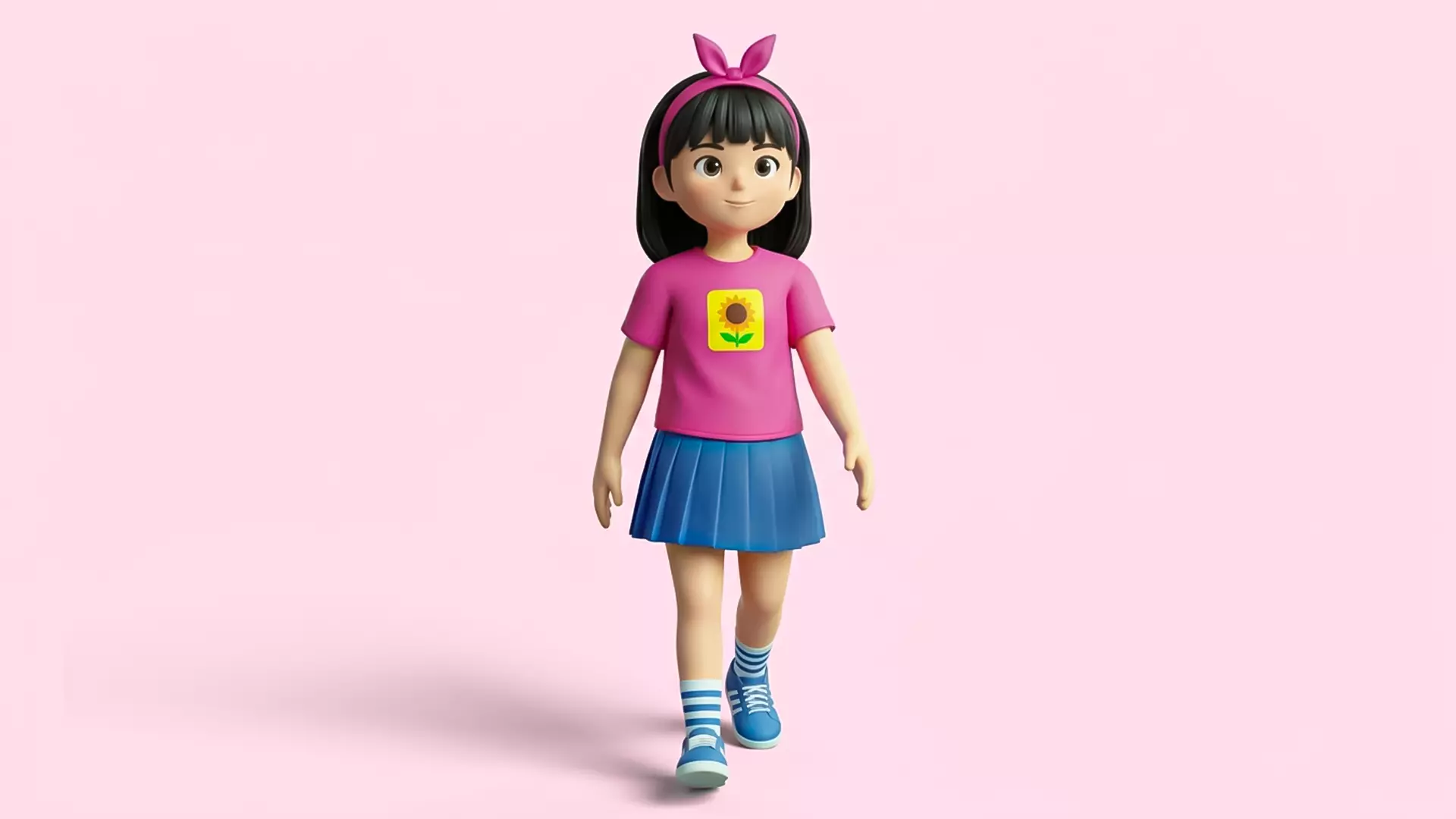 Stylized Cartoon Girl Character Rigged and Animated Free low-poly 3D model