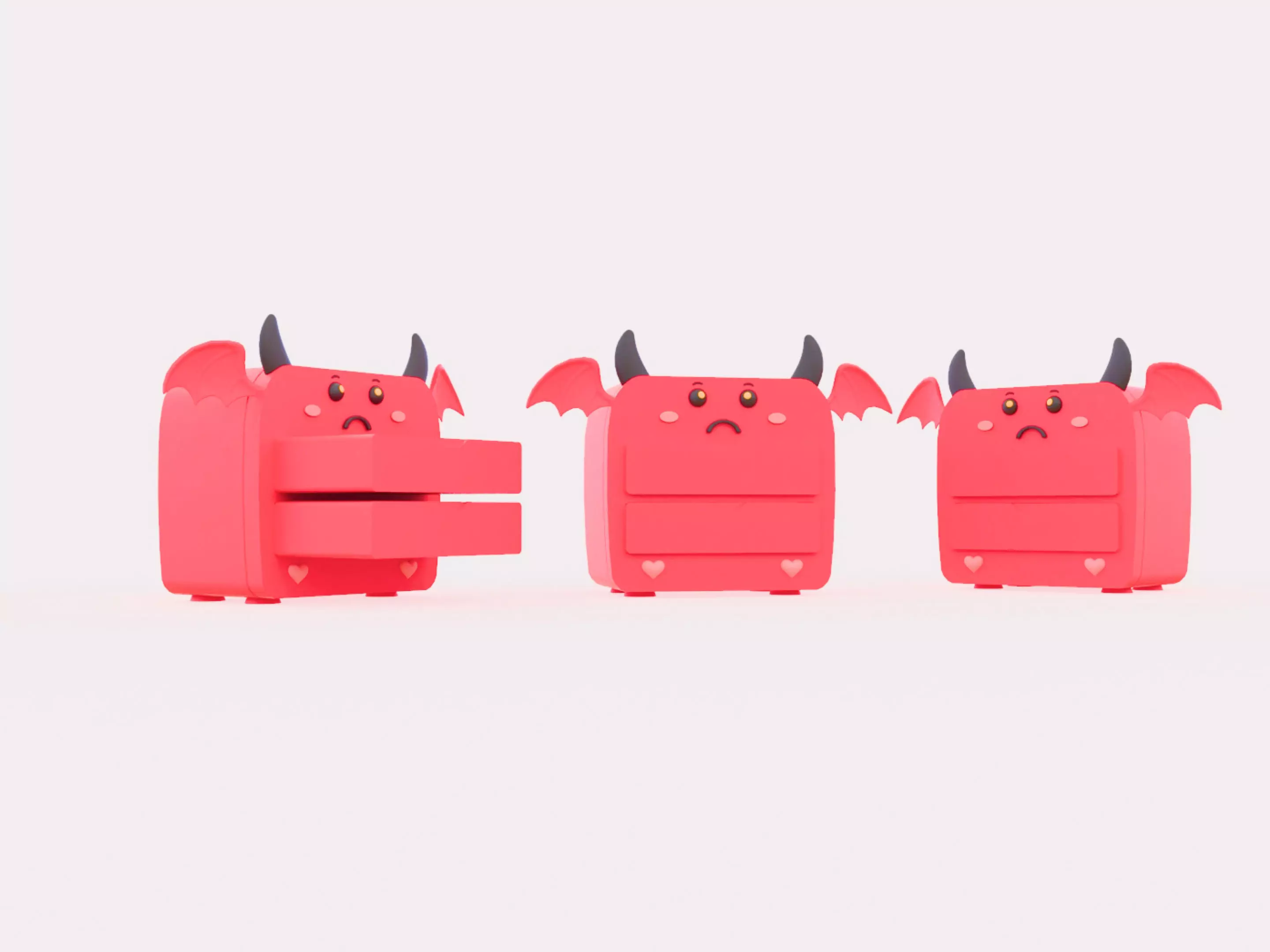 Cartoon Devil Storage Dresser Low-poly 3D model