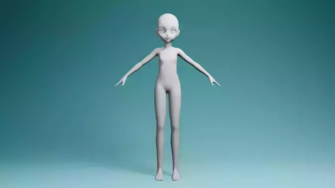 Stylized Anime Girl Character Base Mesh 3D Model