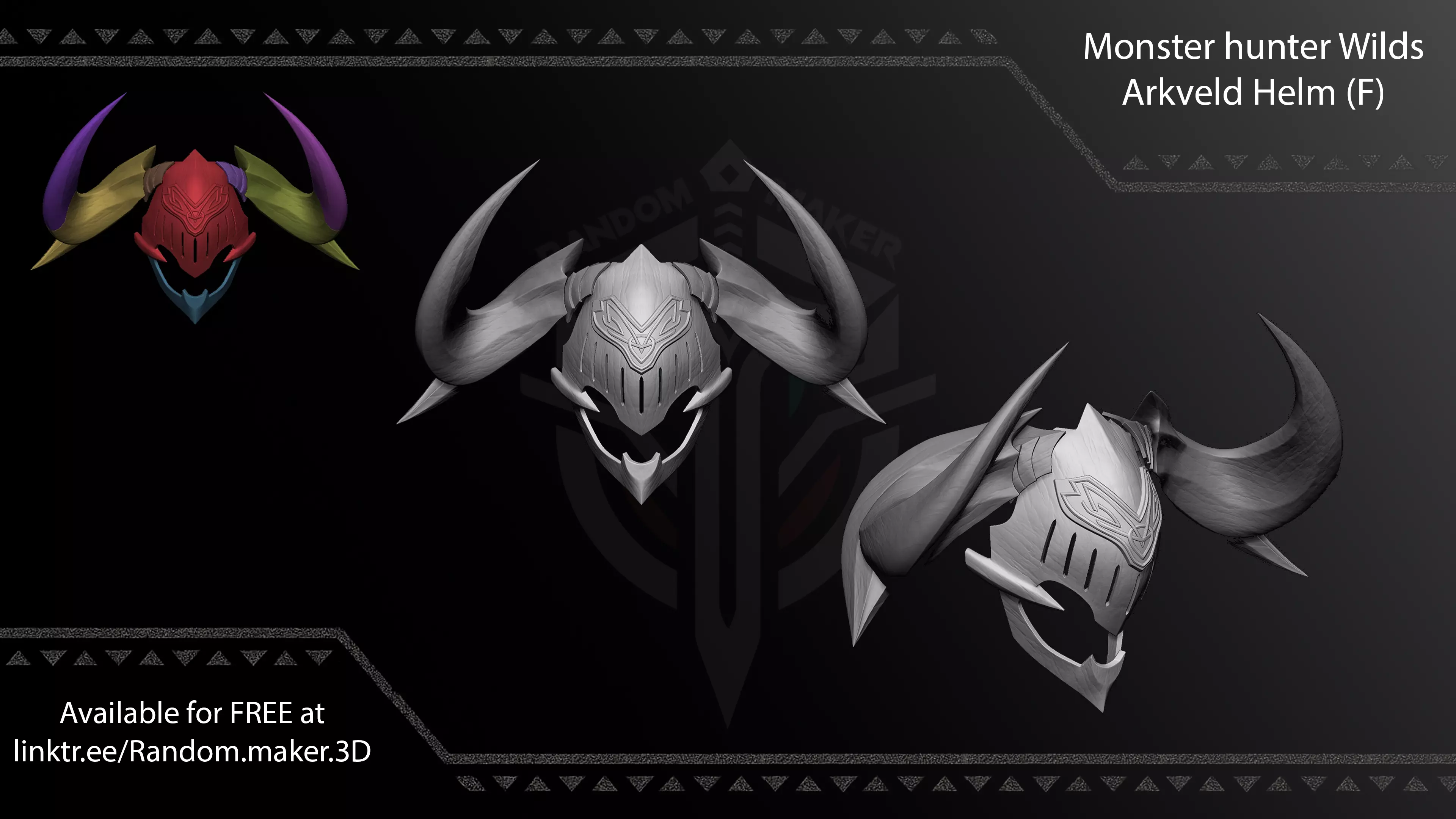 The Arkveld beta Helmet from Monster Hunter Wilds 3D print model