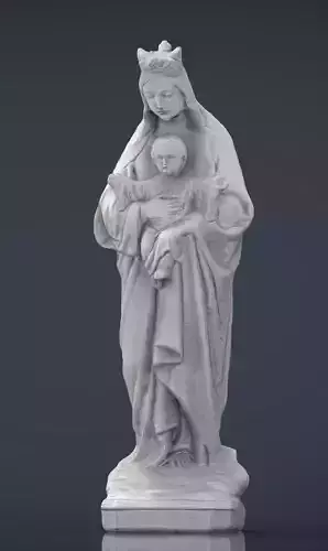 Virgin Mary with baby Jesus Low-poly 3D model