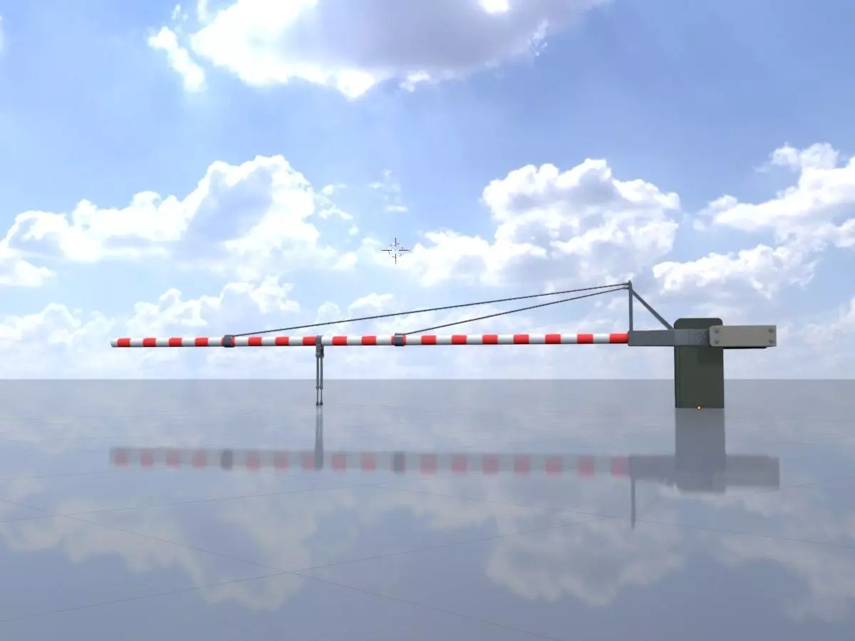 Railway Crossing Barrier 7 m closed Low-poly 3D model