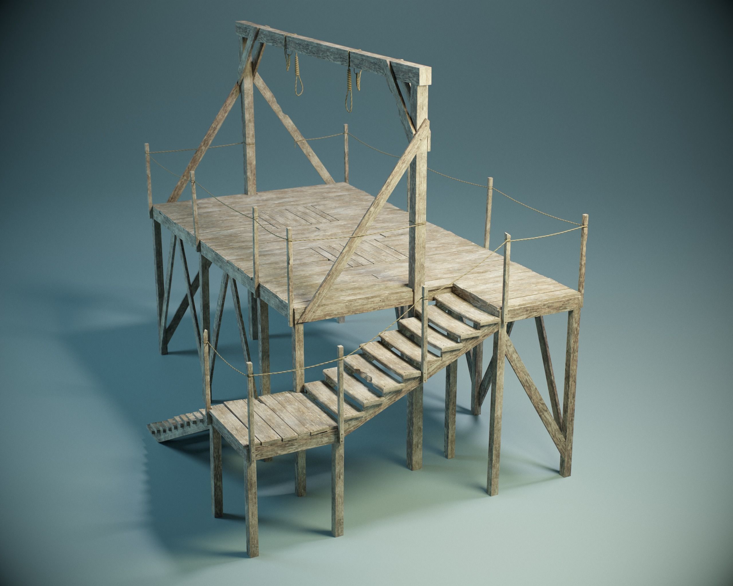Gallows Scaffold PBR Low-poly 3D model_1