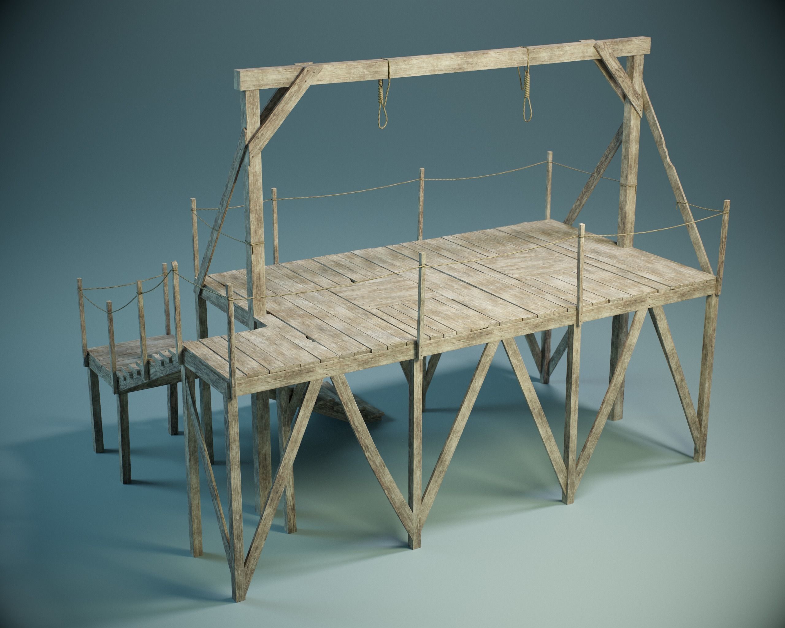 Gallows Scaffold PBR Low-poly 3D model_2