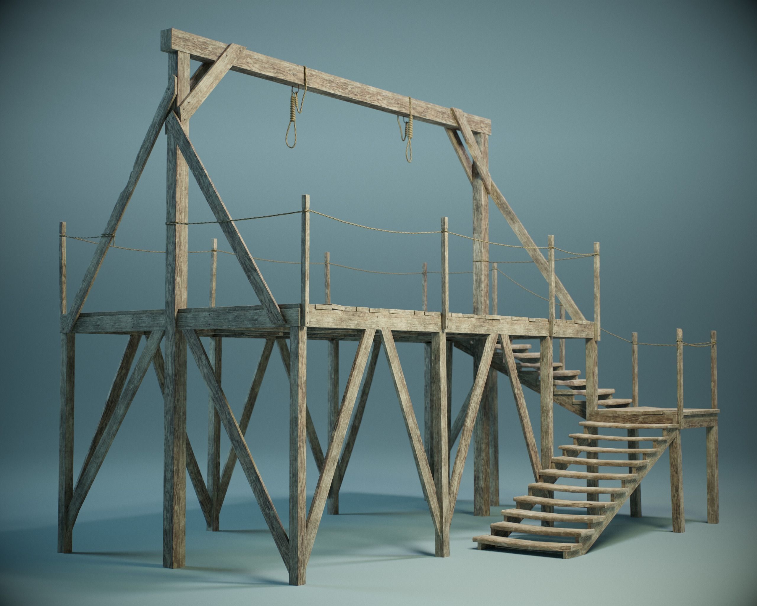 Gallows Scaffold PBR Low-poly 3D model_4