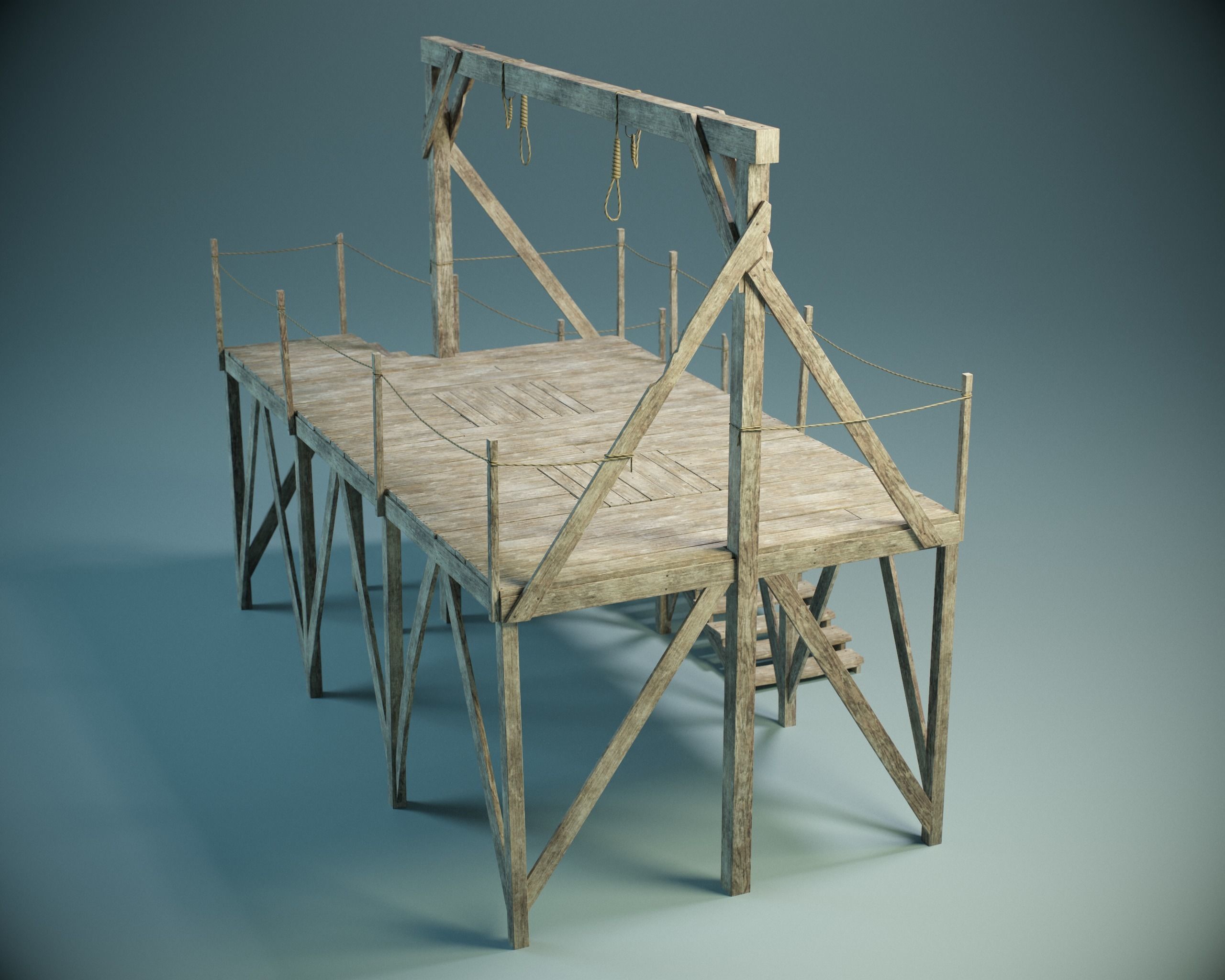 Gallows Scaffold PBR Low-poly 3D model_3