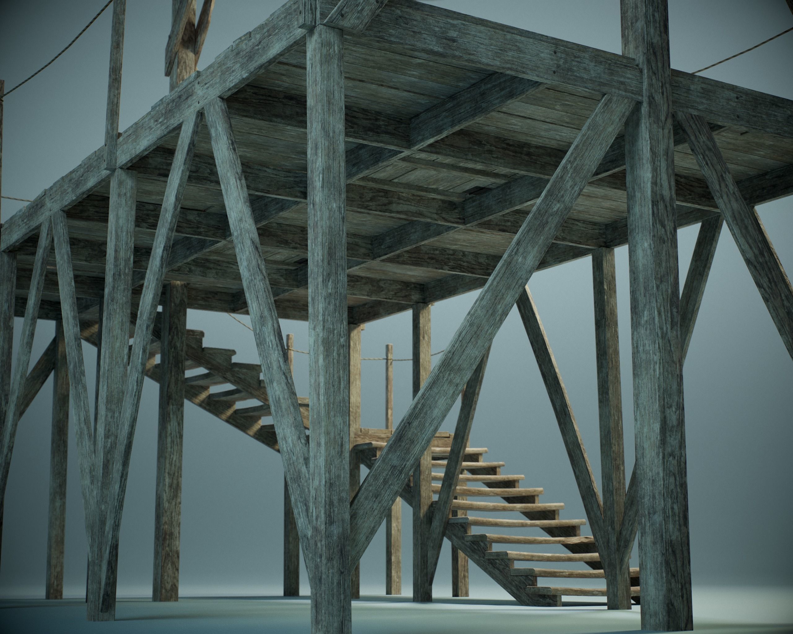 Gallows Scaffold PBR Low-poly 3D model_5