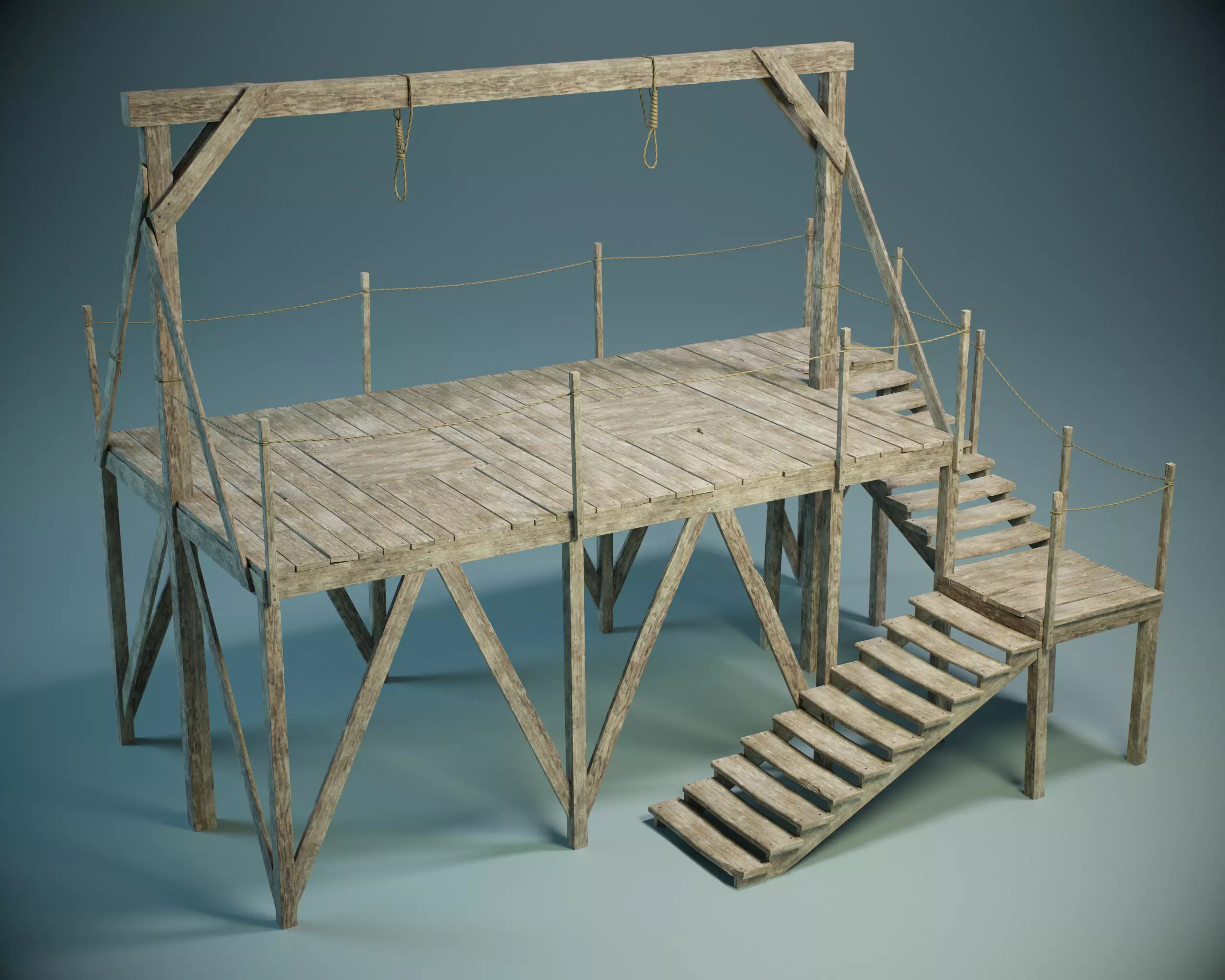 Gallows Scaffold PBR Low-poly 3D model_0