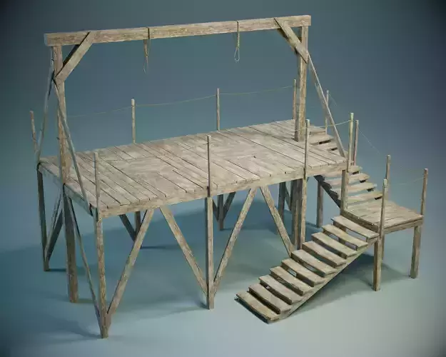 Gallows Scaffold PBR Low-poly 3D model