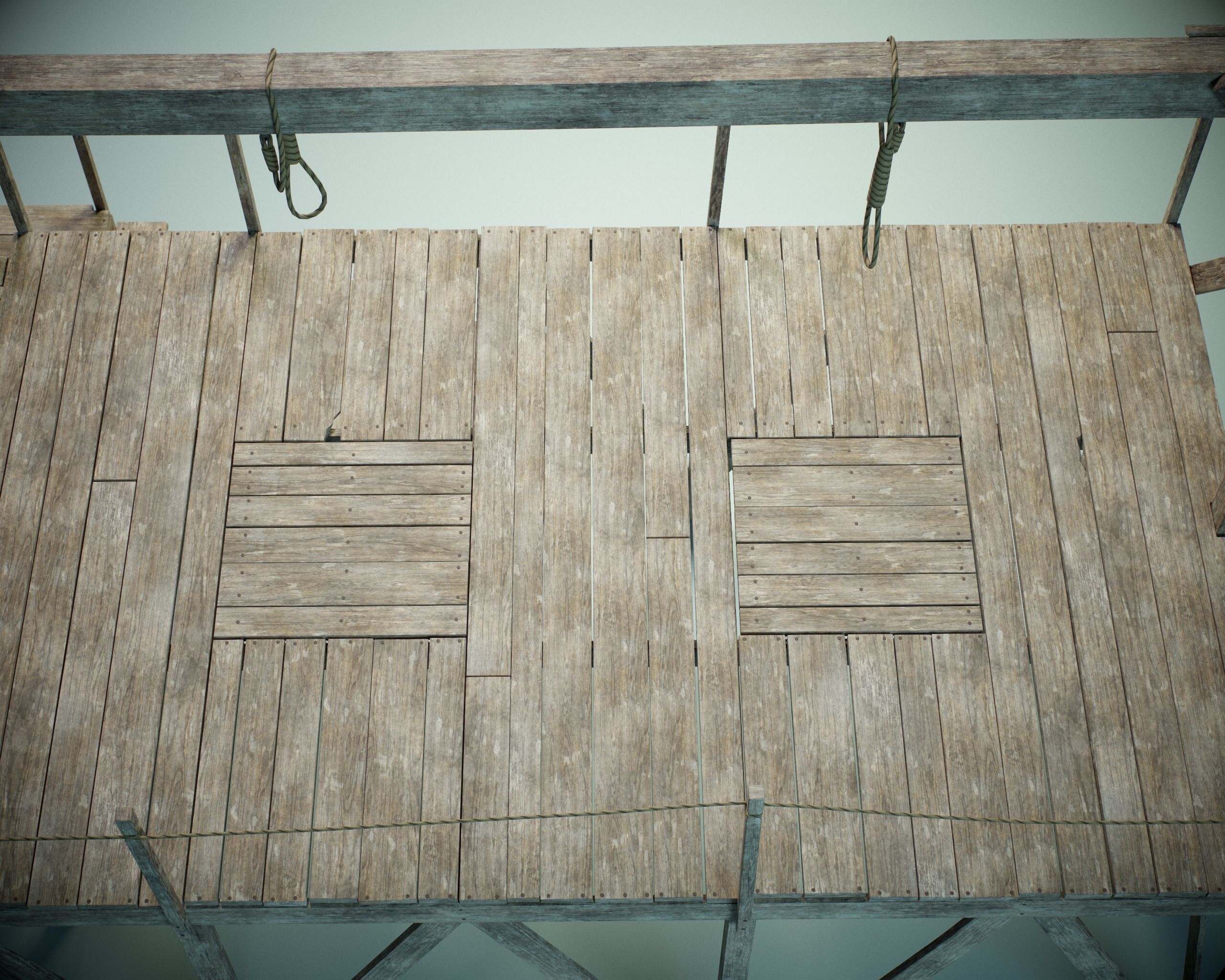 Gallows Scaffold PBR Low-poly 3D model_7