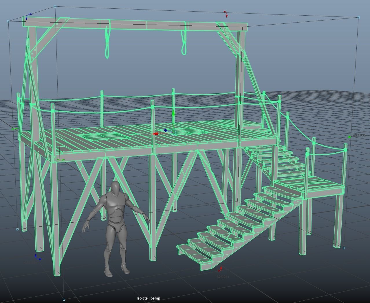Gallows Scaffold PBR Low-poly 3D model_14