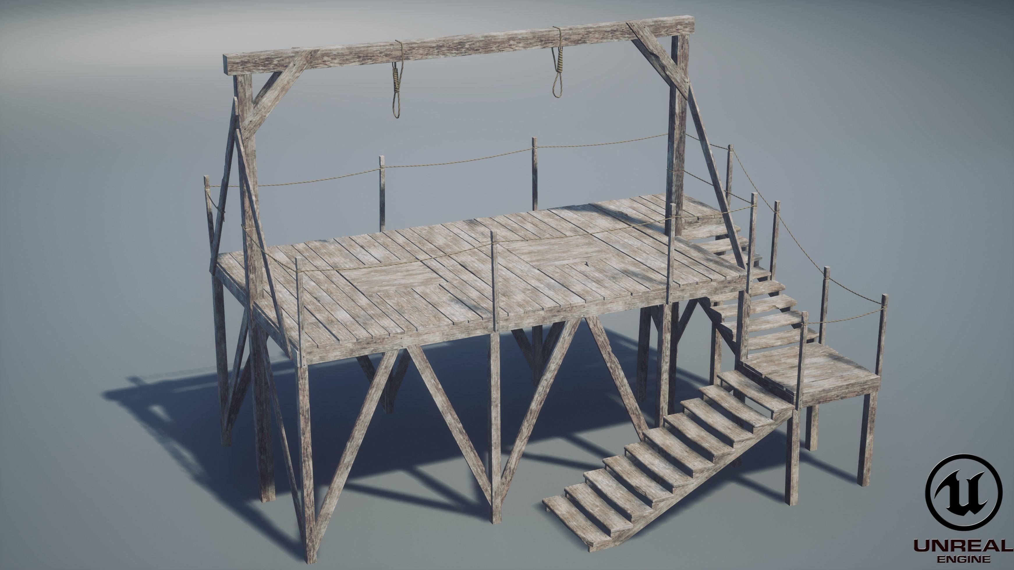 Gallows Scaffold PBR Low-poly 3D model_11