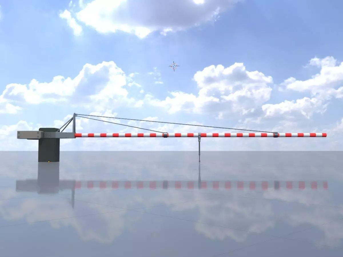 Railway Crossing Barrier 8 m closed Low-poly 3D model