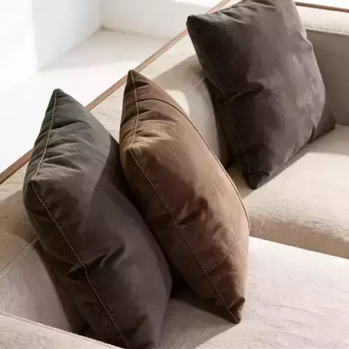 Modern Minimalist Fabric Three Seat Sofa 3D Model 3D model 6