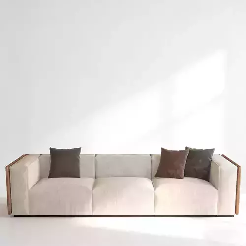 Modern Minimalist Fabric Three Seat Sofa 3D Model 3D model 2