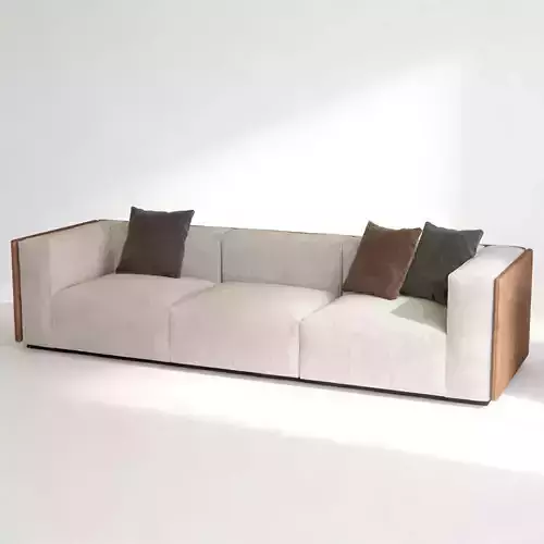 Modern Minimalist Fabric Three Seat Sofa 3D Model 3D model 4
