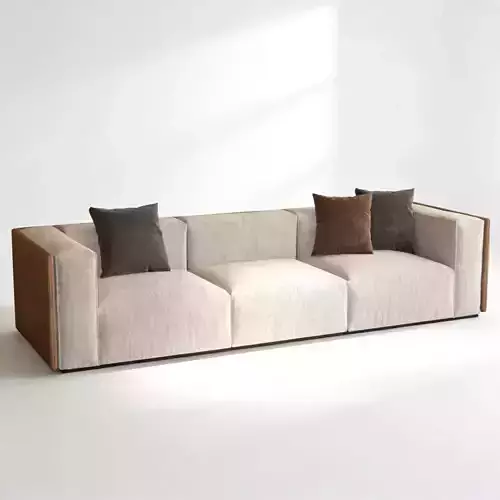 Modern Minimalist Fabric Three Seat Sofa 3D Model 3D model 3