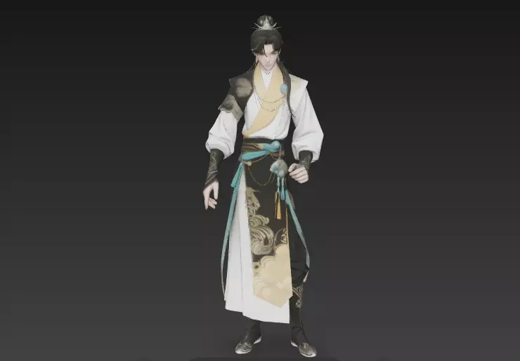 Anime style Hanfu ancient costume young nobleman 1 3D model
