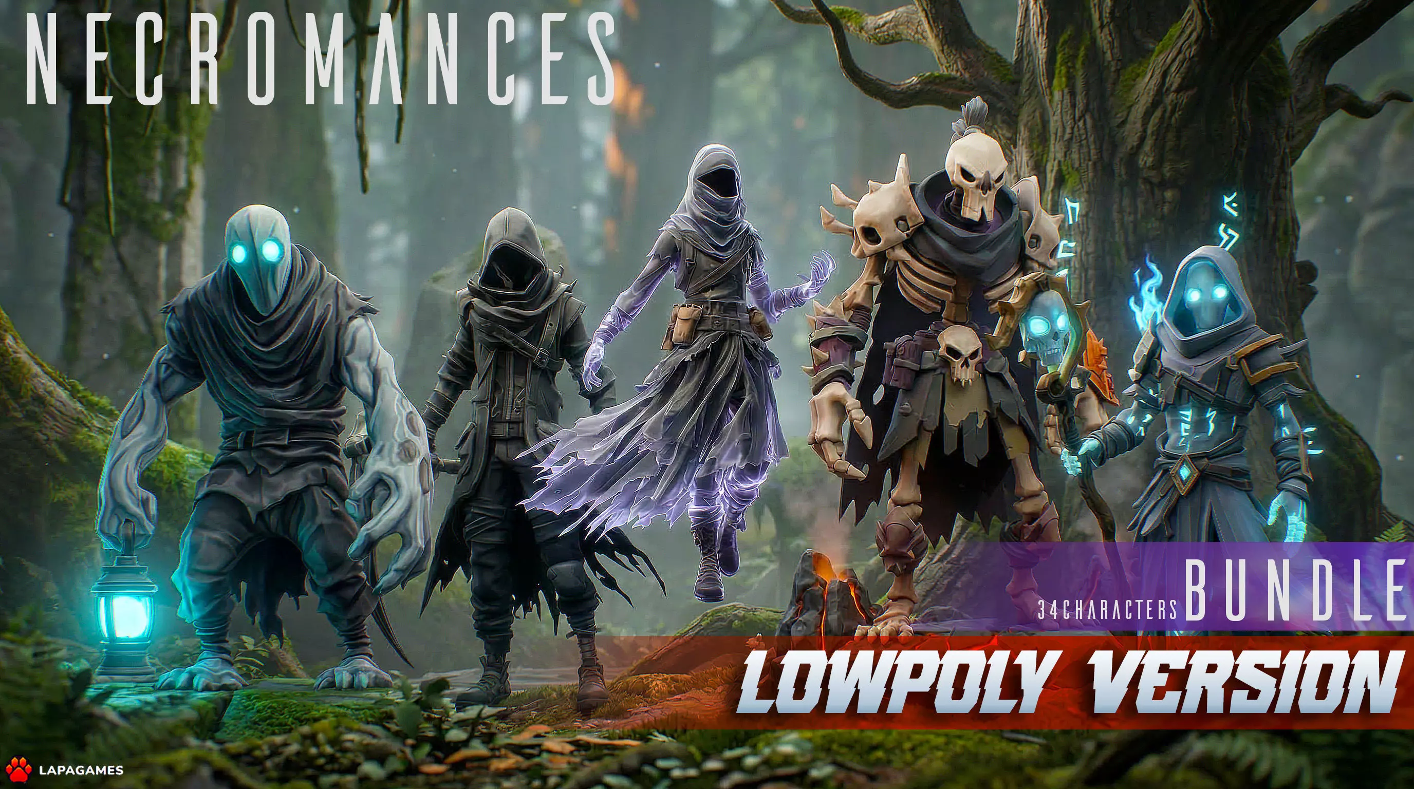 3D model Necromancer Character Bundle 34 Characters VR / AR / low-poly ...