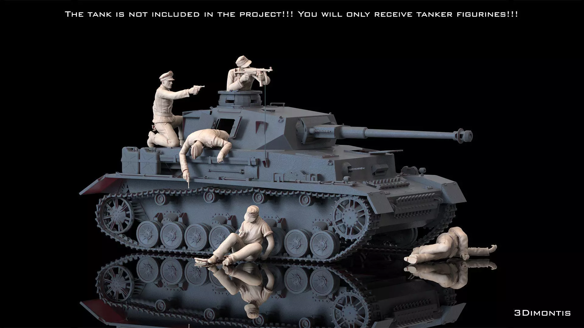 WW2 German Tank Crew STL WWII Soldier Figures for Diorama 3D print model