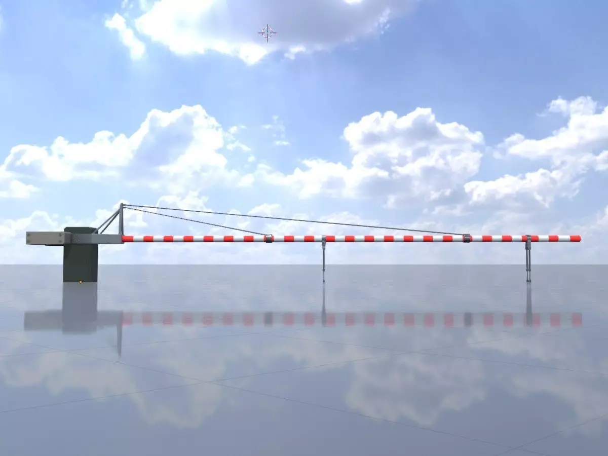 Railway Crossing Barrier 9 m closed Low-poly 3D model