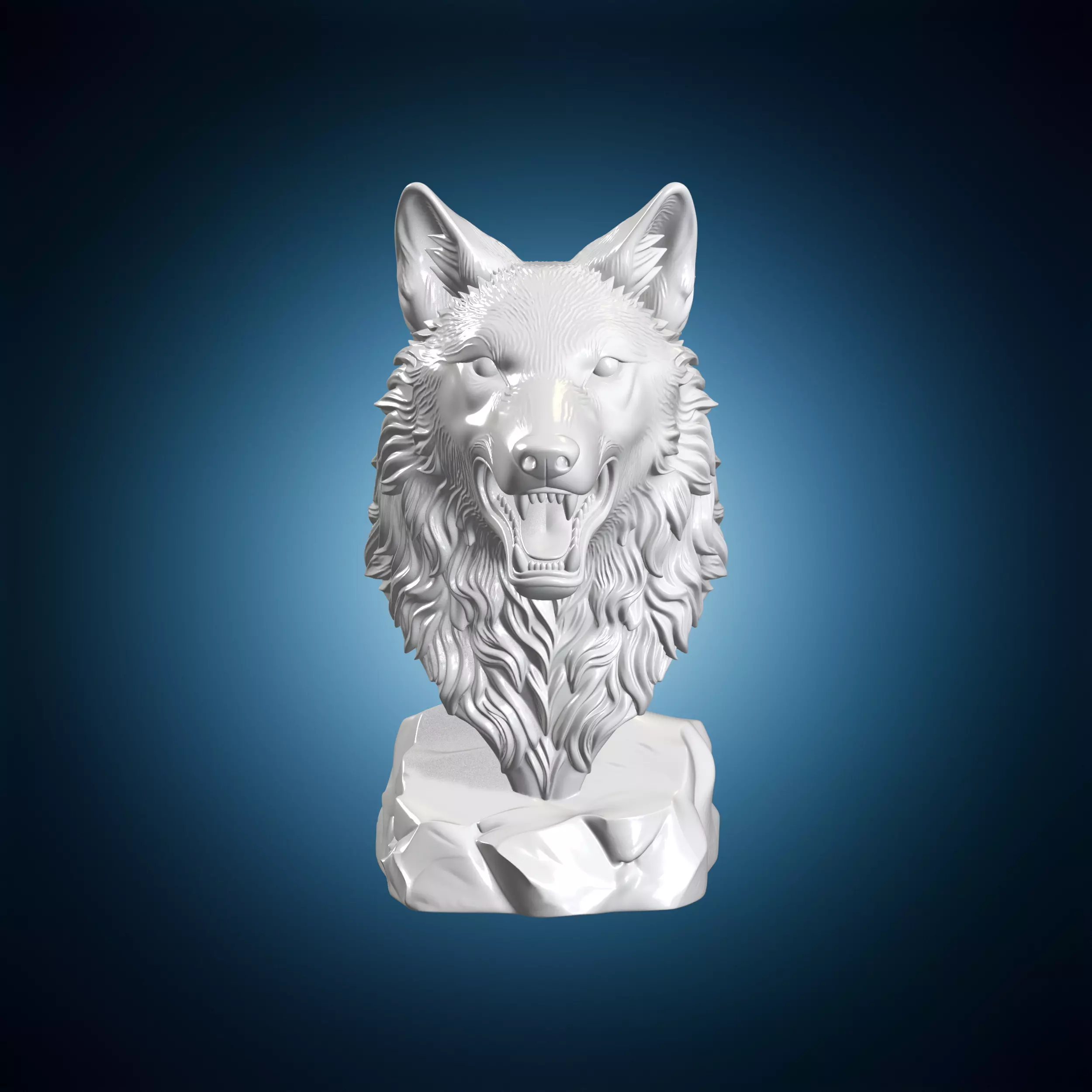 Wolf Head Bust 3D Print Model 3D print model