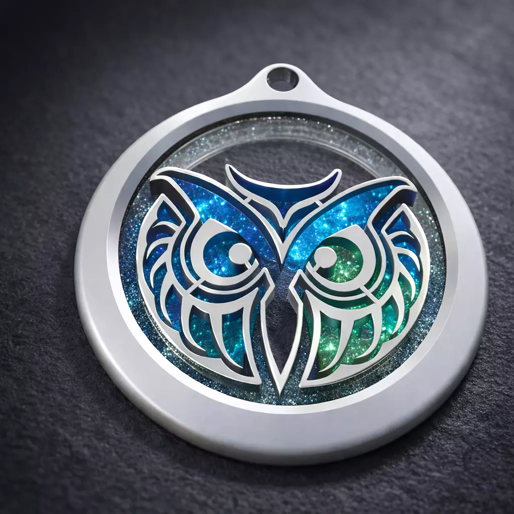 Owl Resin Pendant Base-Round Jewelry Frame for DIY Craft 3D print model