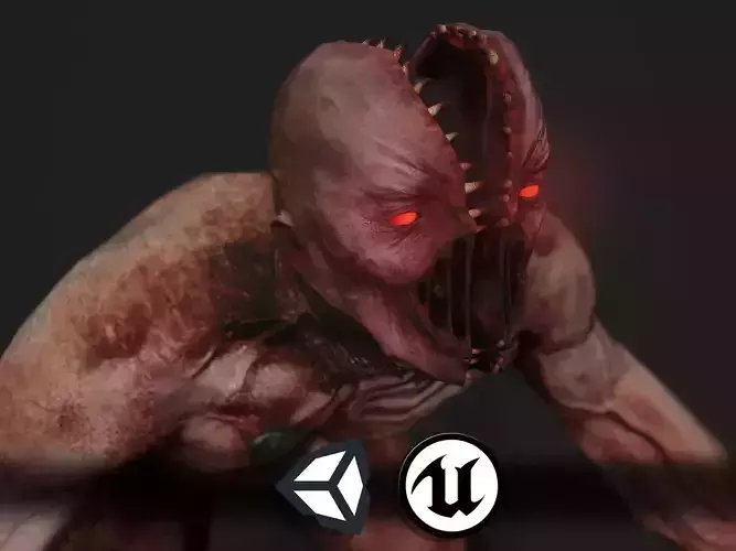 Creepy Horror Monster 2 - PBR and Animated Low-poly 3D model