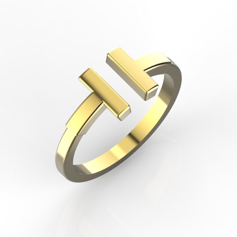 T ring bar gold 3D print model_1