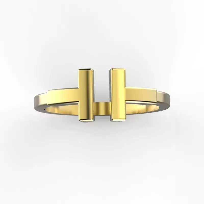 T ring bar gold 3D print model_0