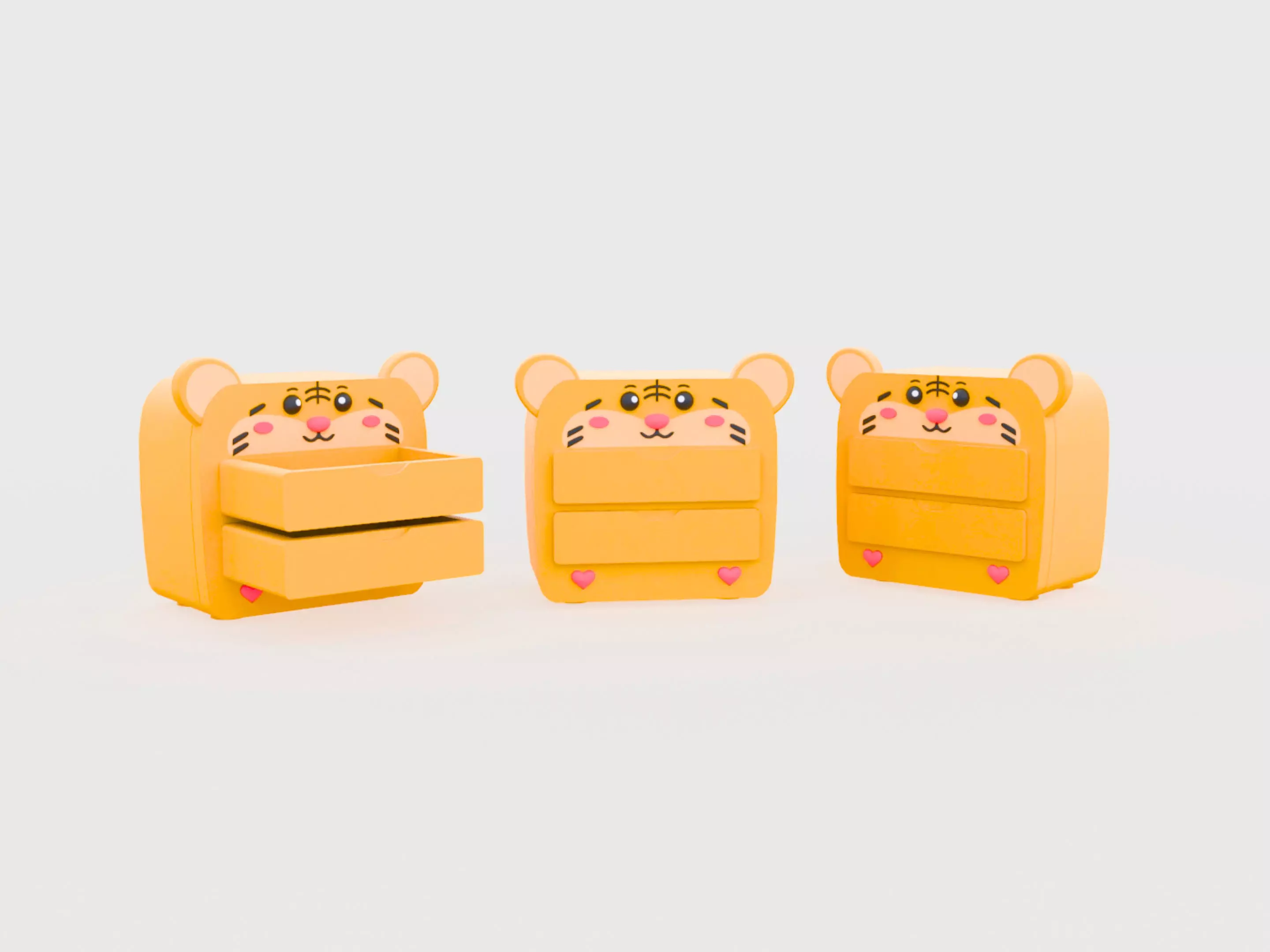 Cartoon Tiger Storage Dresser Low-poly 3D model