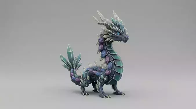 Stylized Crystal Flexi Dragon -  Fantasy Miniature Statue