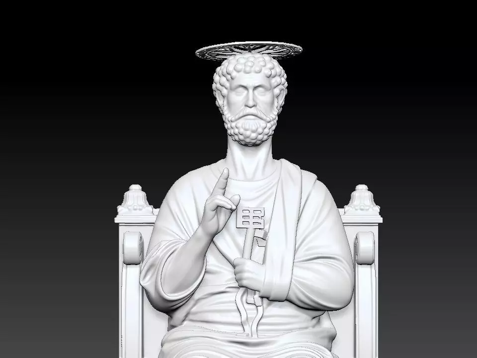 Saint Peter Enthroned - High-Poly Digital Sculpture 3D print model