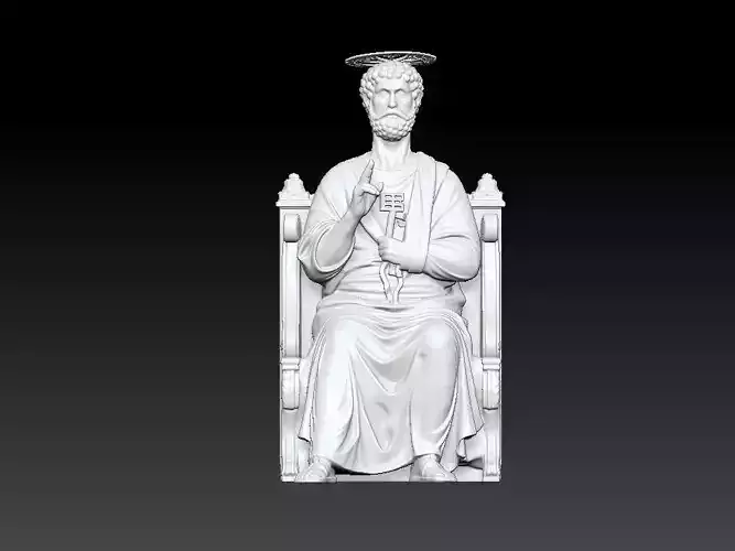 Saint Peter Enthroned - High-Poly Digital Sculpture