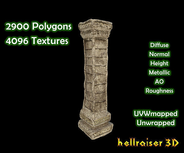 Pillar - Column 2 - PBR - Textured Low-poly 3D model