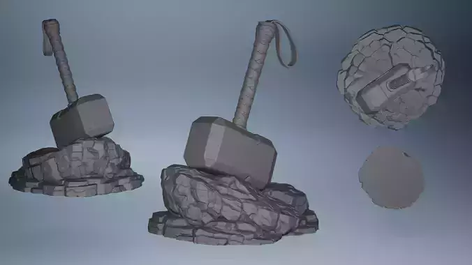 Mjolnir Statue - STL File for 3D Printing