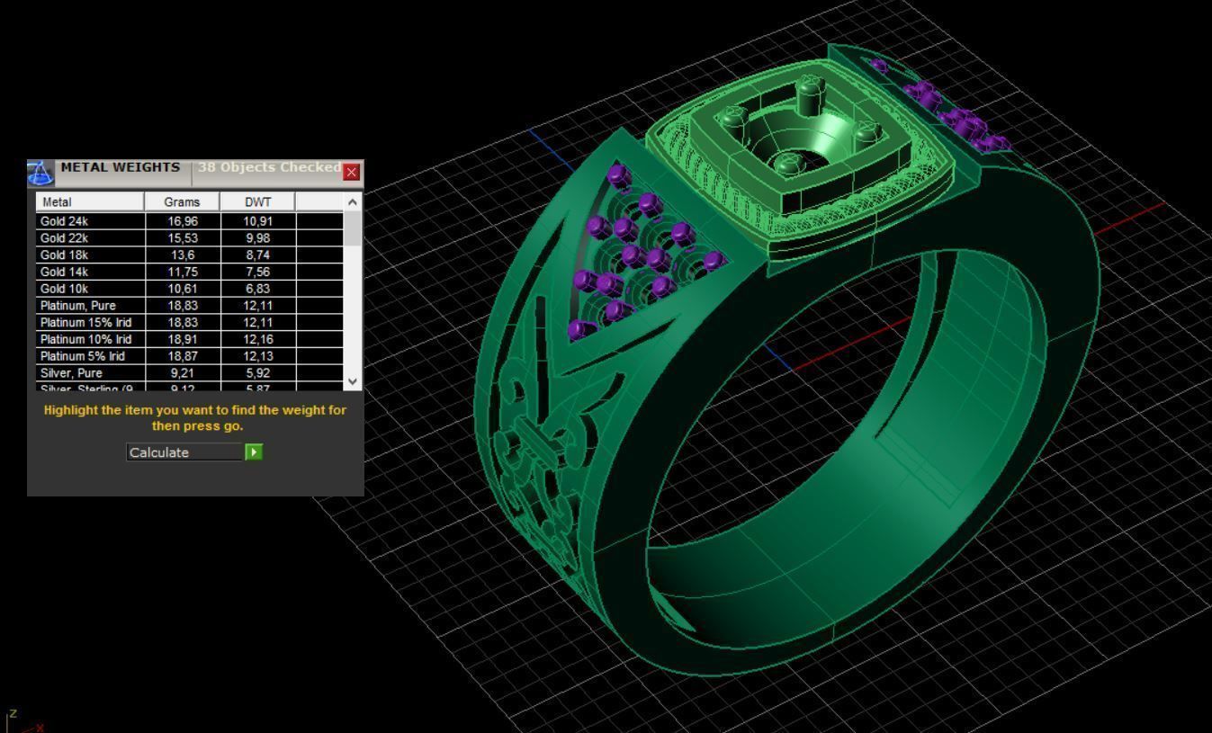 Ring gold with diamonds 3D print model_3