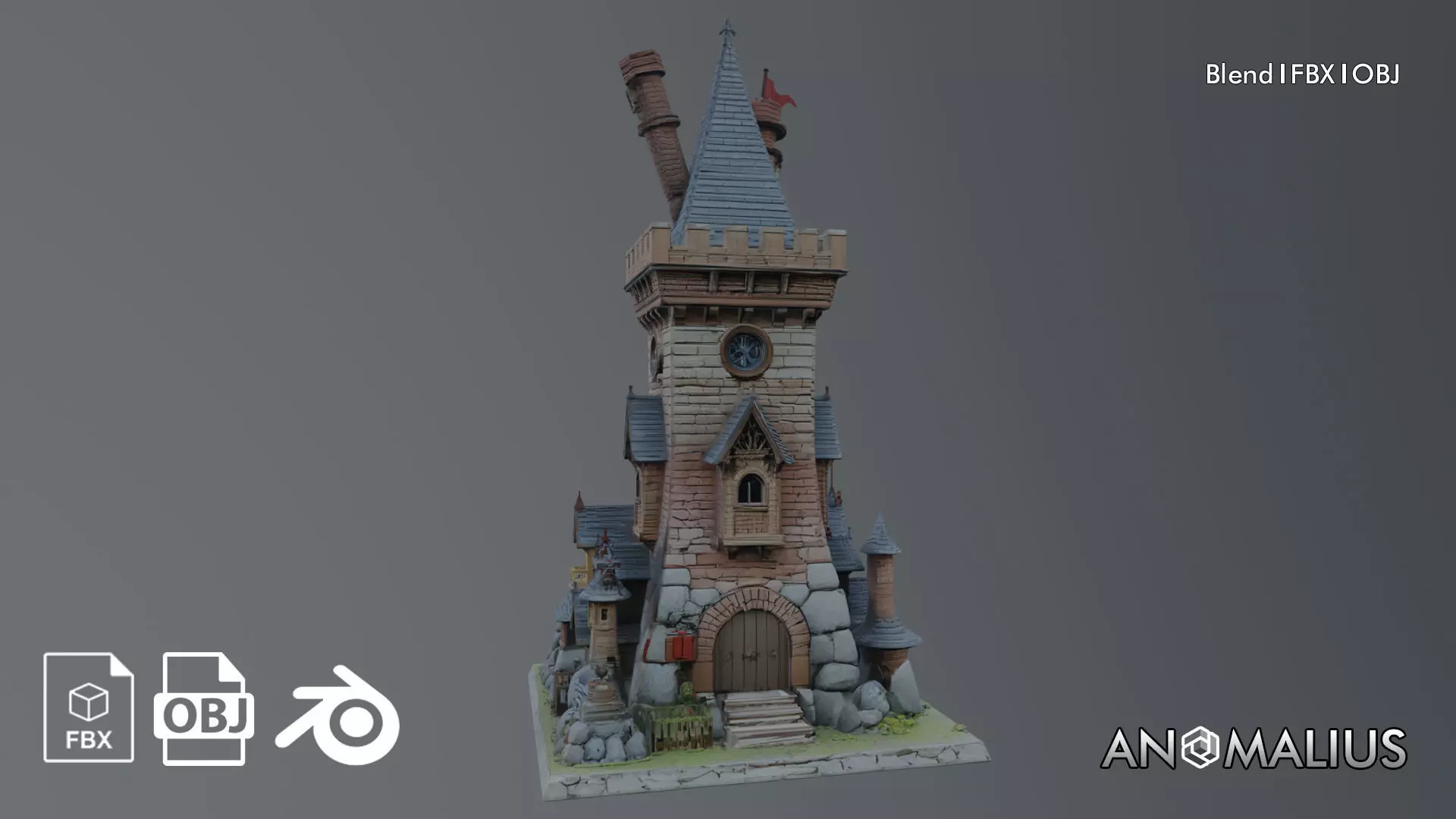 stylized tower 3D model