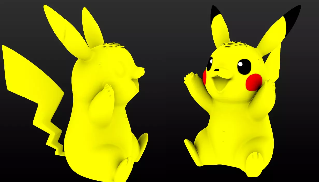 POKEMON Cute Sitting Pikachu 3D print model