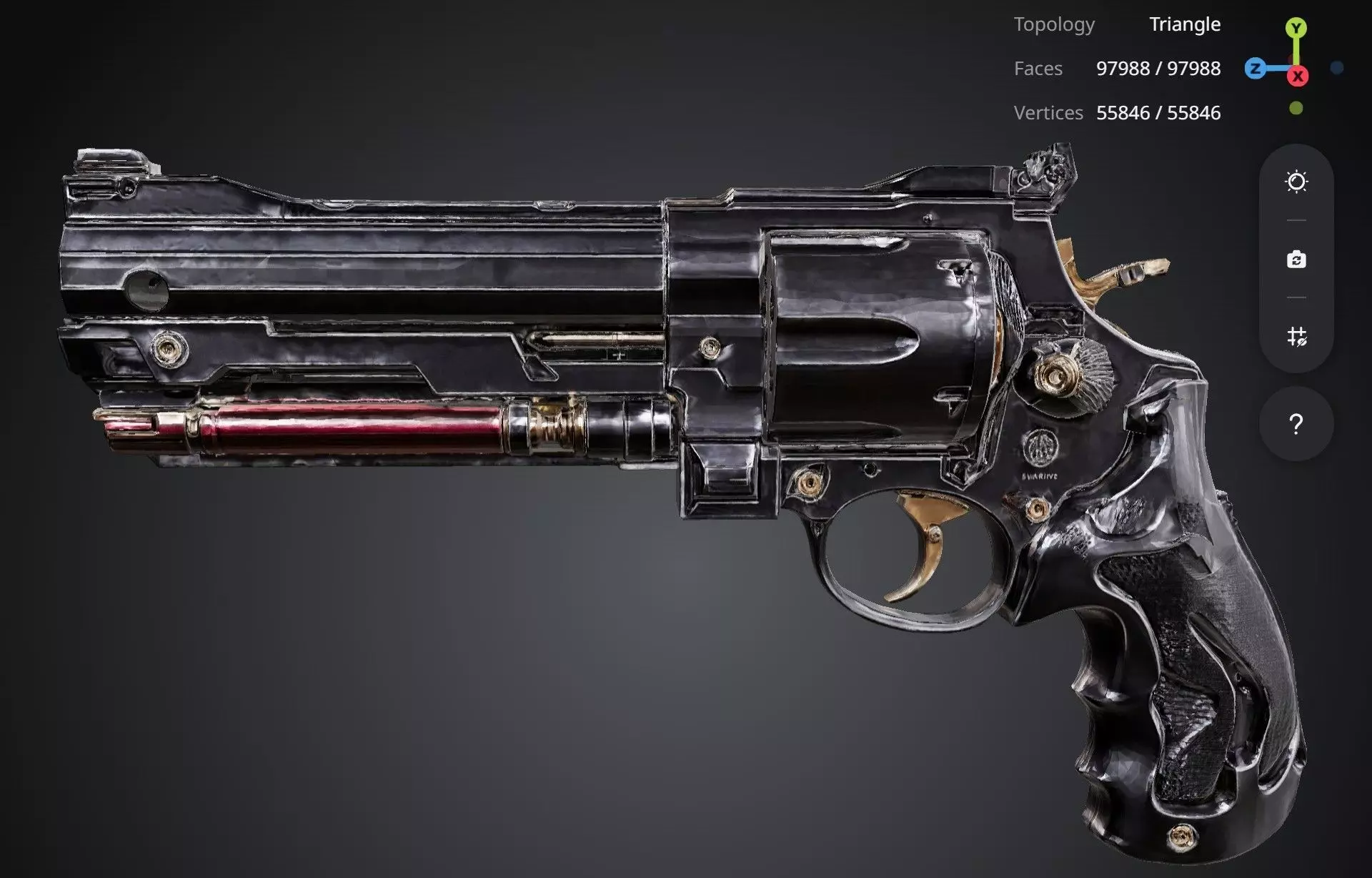 Revolver Gun 3D model