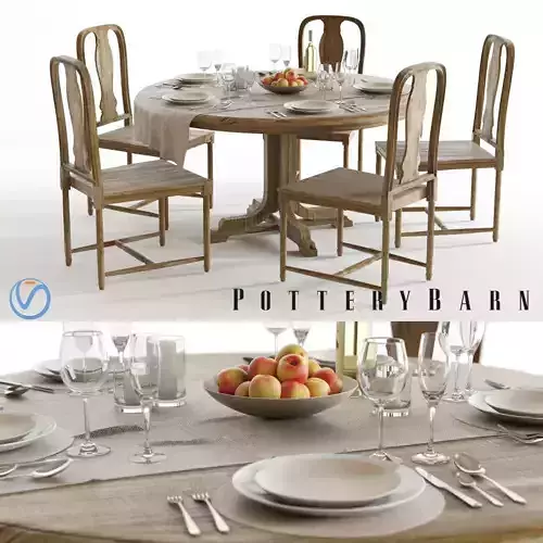Pottery Barn Linden and Mabry Dining Set 3D model