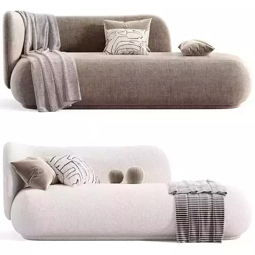Rico Divan Left Boucle Sofa By Fermliving Low-poly 3D model 3